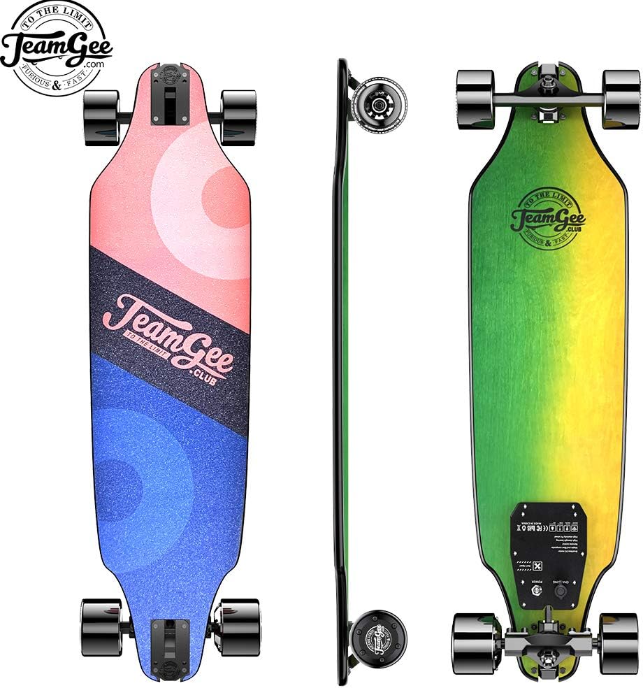Teamgee H8 31" Ultra-Thin & Lightweight Electric Skateboard,18mph/28kph Top Speed,480W Single Motor, 10 Ply Canadian Maple and 1 Ply Fiberglass，with Wireless Remote Contral