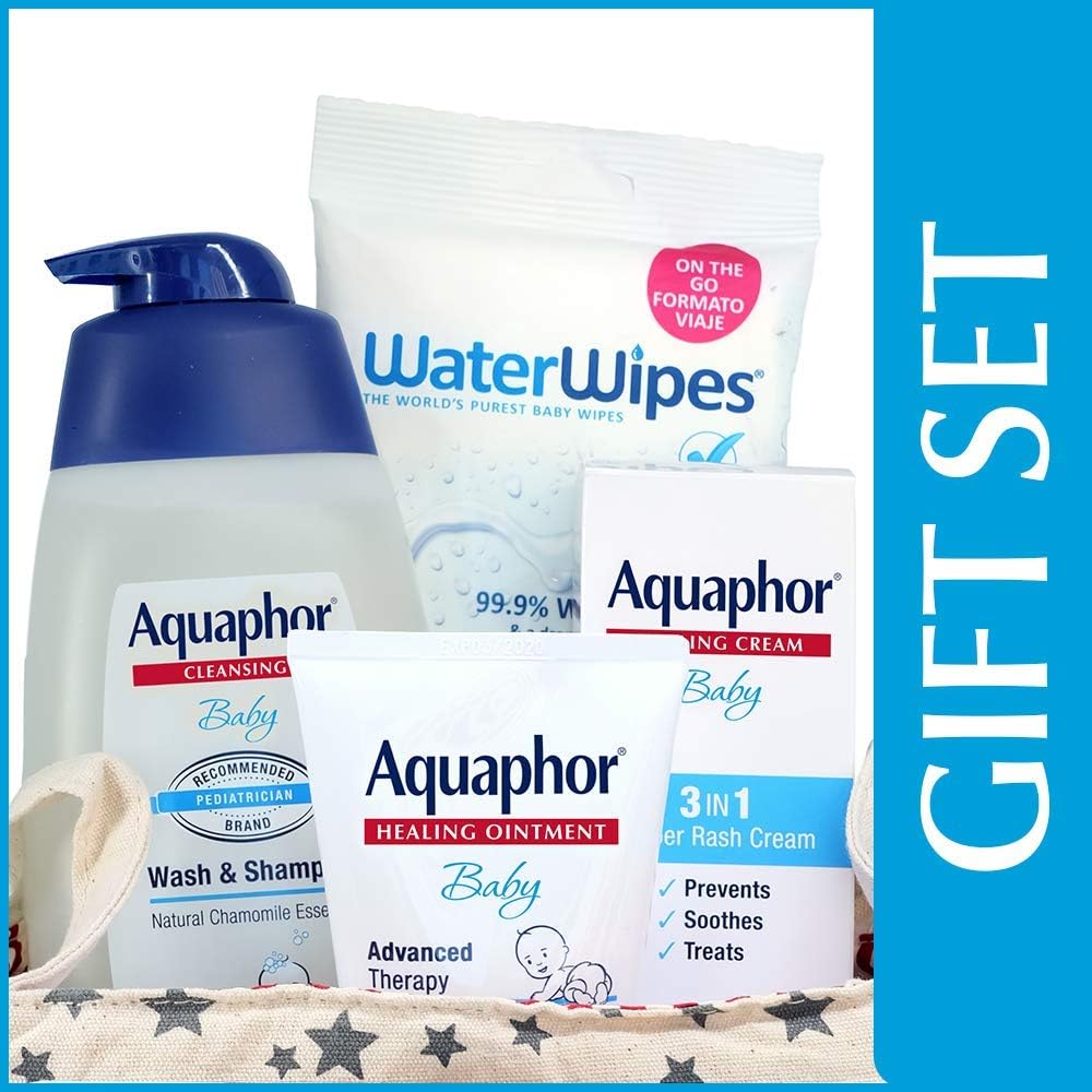 Aquaphor Baby Welcome Baby Gift Set - Free WaterWipes and Bag Included - Healing Ointment, Wash and Shampoo, 3 in 1 Diaper Rash Cream: Health & Personal Care