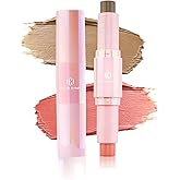 Color Nymph Cream Blush Contour Stick, Double-end Makeup Stick Multiuse Blush Butter Bronzer For Cheeks Eyes Lip Matte Finish Vegan & Cruelty-Free - 02# Brandy Peach