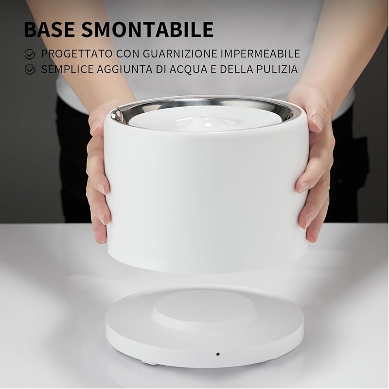 Fontana Intelligente per Gatti e Cani, Rivestimento in Acciaio Inossidabile, non Facile da Nascondere Batteri (Pompa dell'acqua Senza Fili, Fontana Cablata)