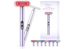 FXTIAA Light-Therapy-Wand, Red Light Therapy for Face and Neck Facial Wand 7 in 1 Led Beauty Wand Red & Blue Rejuvenation Face & Eye Massager Skincare Tool