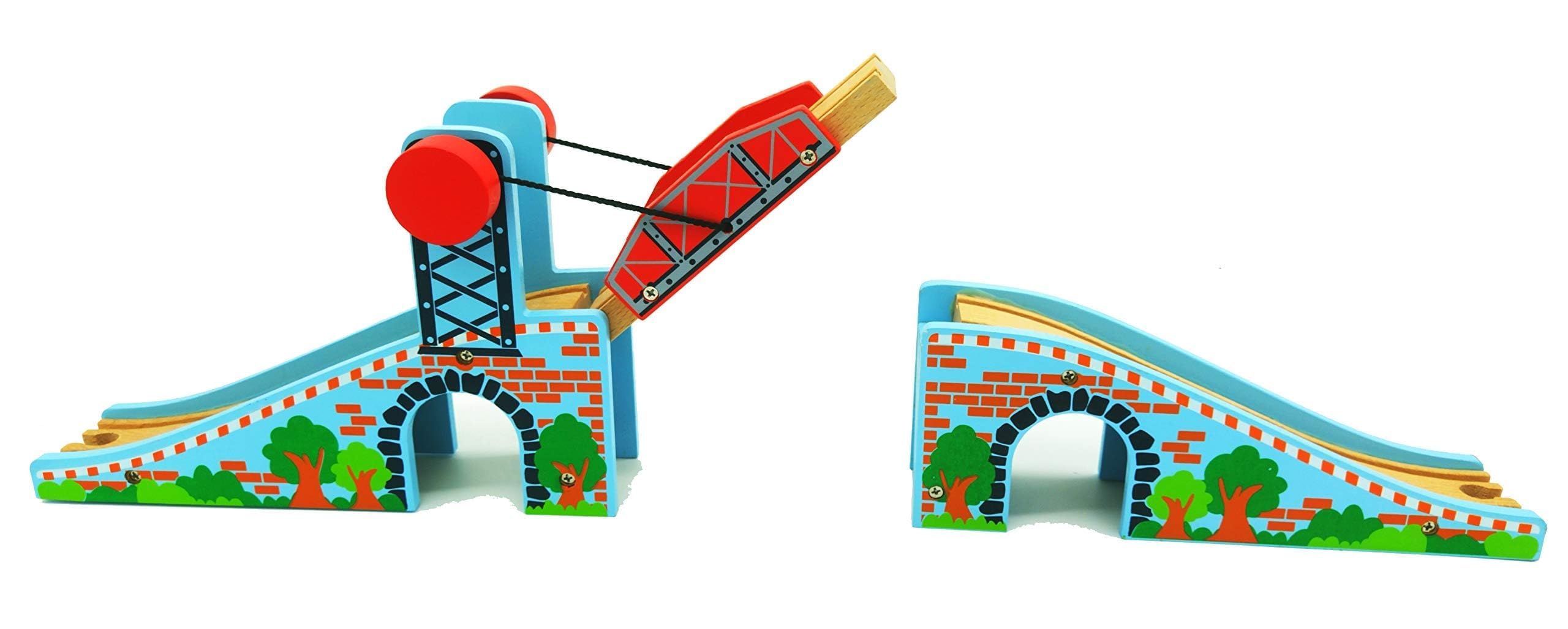 Z MAYABBO Wooden Train Tracks Accessories Wood Train Lifting Bridge for Railroad Tracks fits for All Railway Tracks