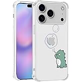 Zrutru Cute Dinosaur Clear Phone Case for ‌iPhone 17 Pro‌ 6.3",Kawaii Cartoon Animal Cases Funny Aesthetic Cover for Women Girls,Soft Four Corners Shockproof Protective Funda for ‌iPhone 17 Pro‌