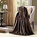HYSEAS Flannel Fleece Throw Blanket Chocolate - Super Soft Plush Microfiber Solid Blanket for Couch, Bed, Chair, Sofa - Fuzzy Cozy Lightweight - 50x60 Inch