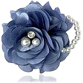 Dainty Pearl Flower Brooches and Pins for Women Rhinestone Wedding Corsage Fabric Flowers Brooch Pin Hairpins Lightweight Pearls Beaded Hairclips Dress Accessories Masquerade Party Jewelry