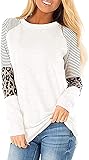 Leopard Print Tops for Women Long Sleeve Crew Neck