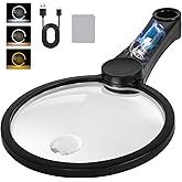 5.2 Inch Large Rechargeable Magnifier with Light, 30X 40X 60X Handheld Magnifying Glass with 49 Anti-Flicker LED Light, Third