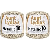 Aunt Lydia's Crochet Cotton Metallic Crochet Thread Size 10 (2 - Pack) (Natural/Gold)
