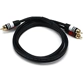 Monoprice Premium Two-Channel Audio Cable - 3 Feet - Black | 2 RCA Plug to 2 RCA Plug 22AWG, Male to Male
