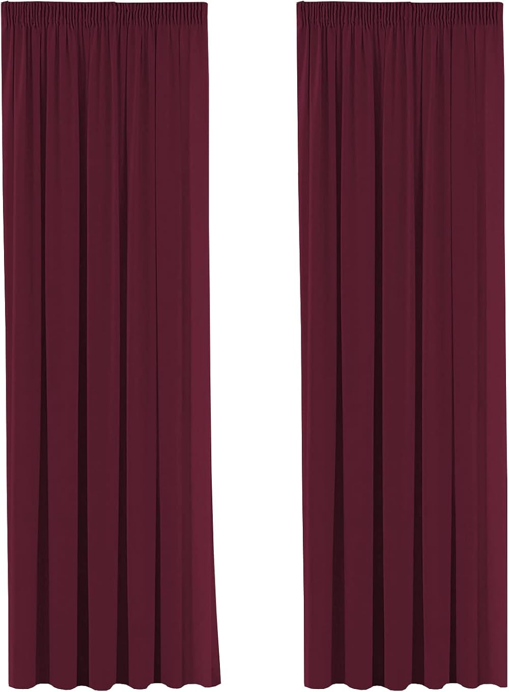 H.Versailtex Blackout Curtains 66x90 Two Panels with Tiebacks Burgundy Thermal