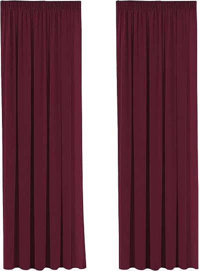 H.Versailtex Blackout Curtains 66x90 Two Panels with Tiebacks Burgundy Thermal
