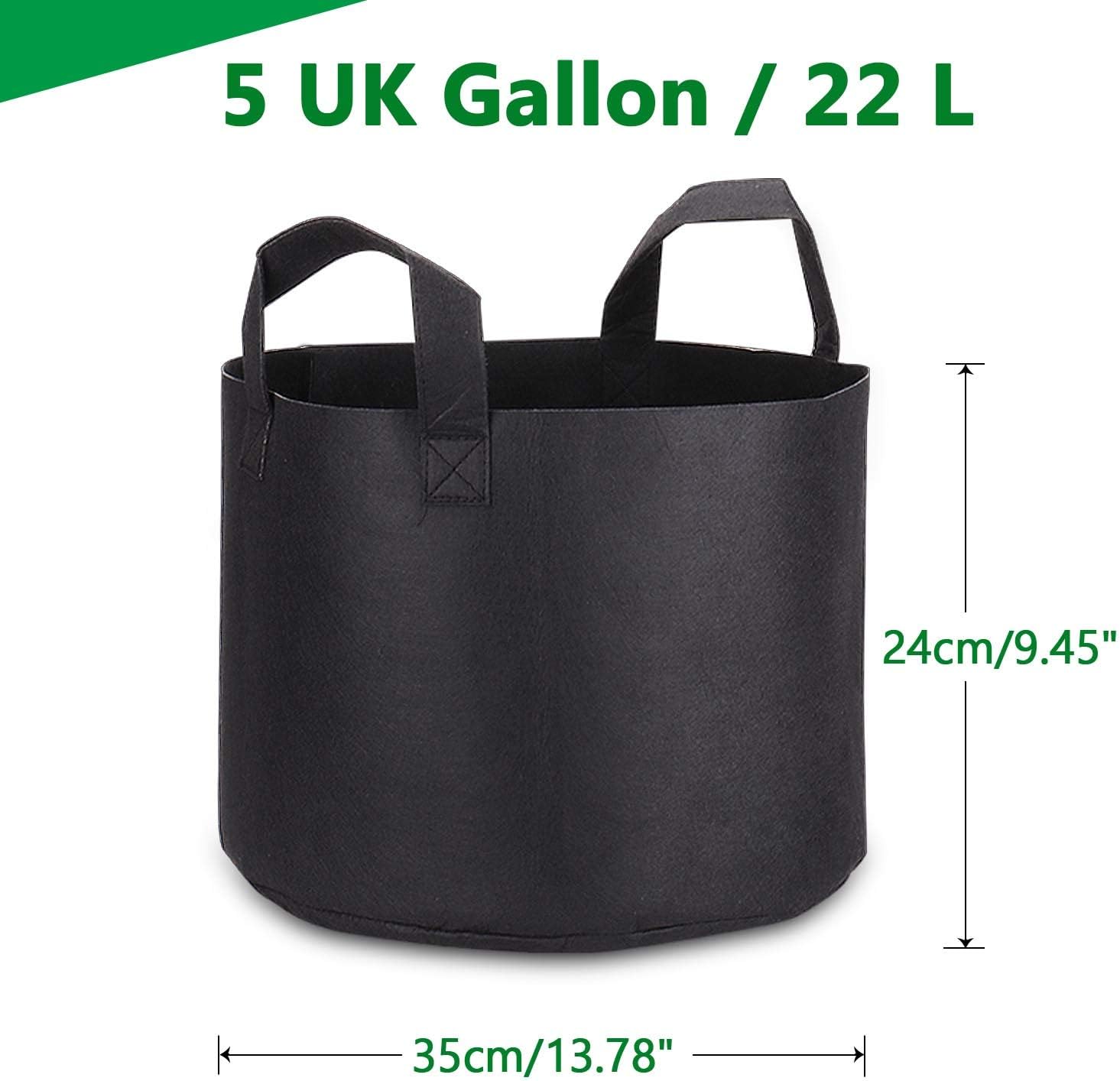 Grow Bags(5 Pcs), PEMOTech 3 Gallons Premium Breathable Nonwoven Fabric