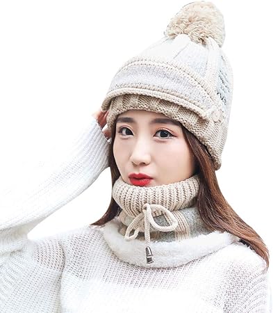 knit beanie hat with brim