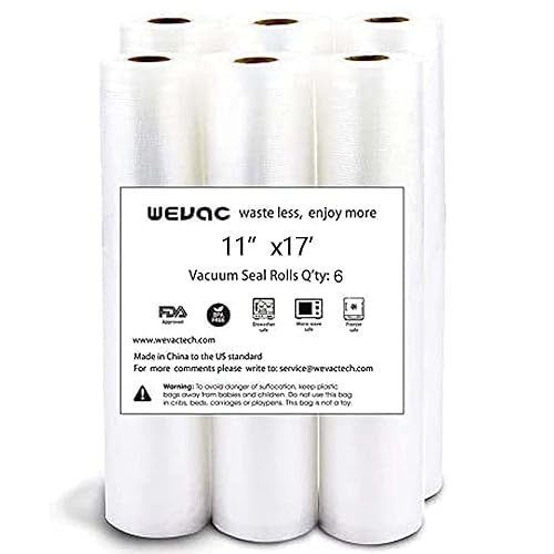 Wevac Vacuum Sealer Bags 11x16' Rolls pack for Food Saver, Seal