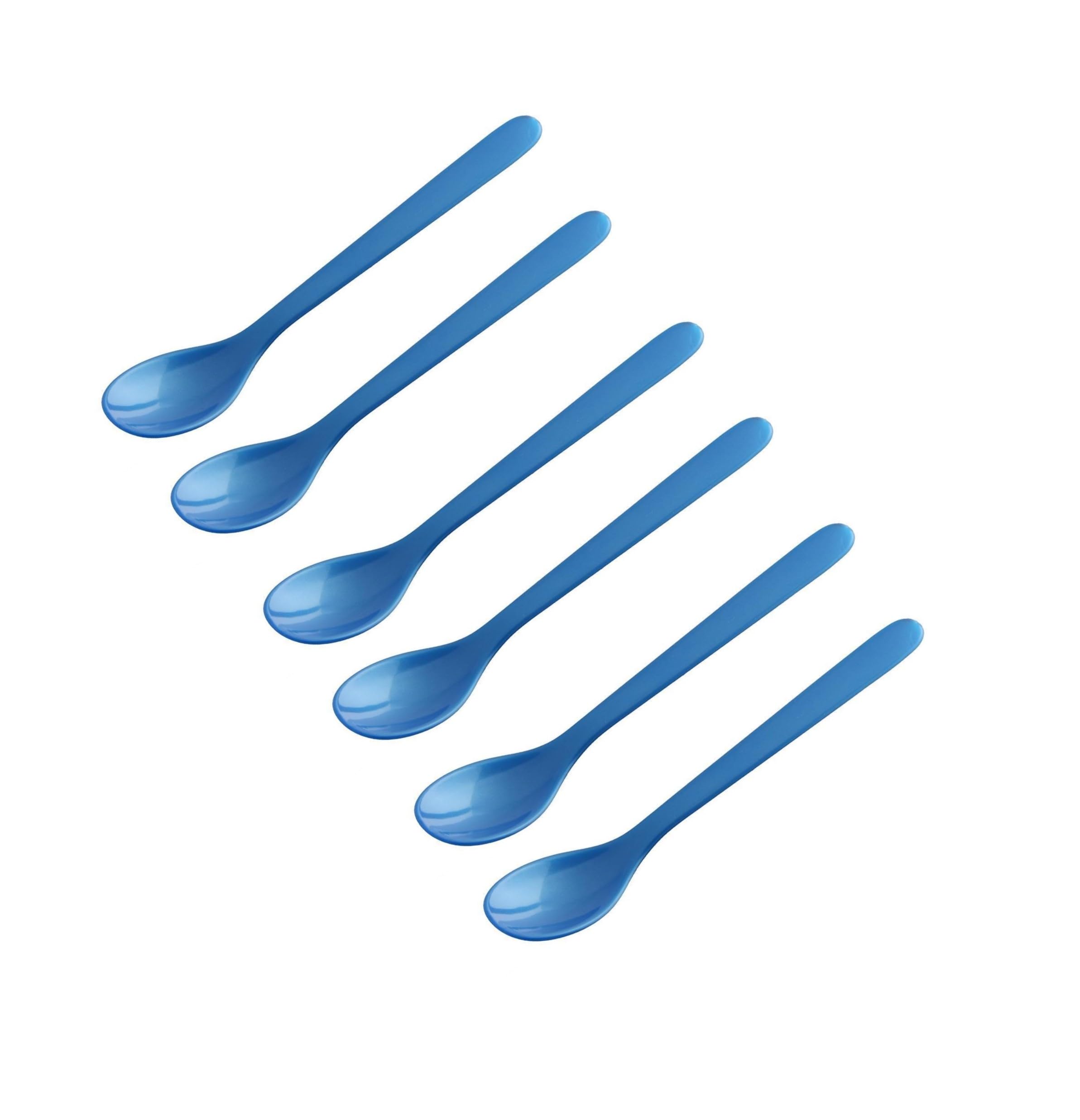 FACKELMANN Set of 6 egg spoons, breakfast spoons, 14 cm, colour: blue, high-quality plastic, ideal for the breakfast table