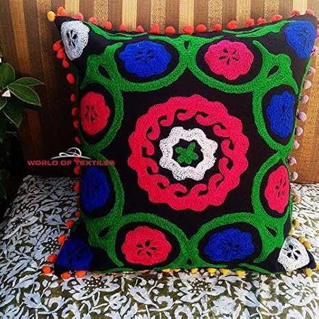 Buy Decorative Pillows Multicolored Embroidered Cotton Pillow