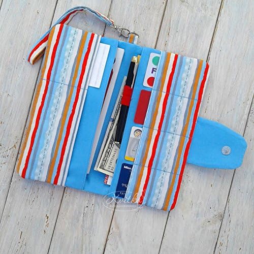 Travel wallet for women with blue and red stripes print READY TO SHIP | passport wallet | passport holder | family passport holder | passport cover