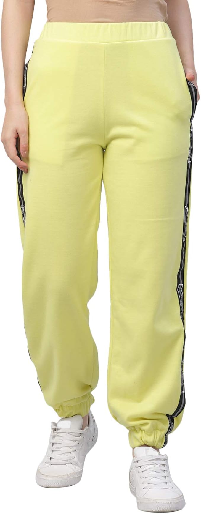 Buy PoshBery Lime Green Pant with Side Pockets and Tape Detailing at