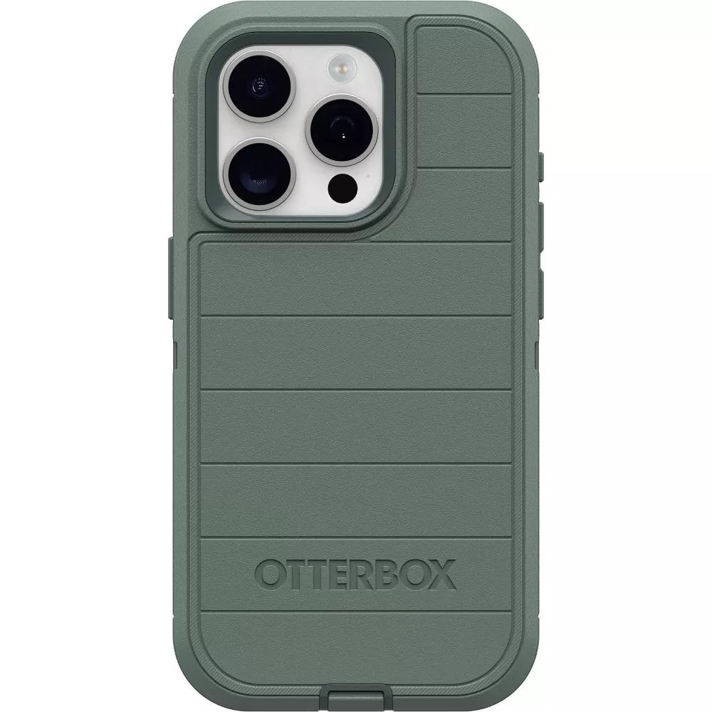 OtterBox iPhone 15 Pro (Only) - Defender Series Case - Forest Ranger (Green) - Case Only - Screenless - Rugged & Durable - with Port Protection - Microbial Defense Protection