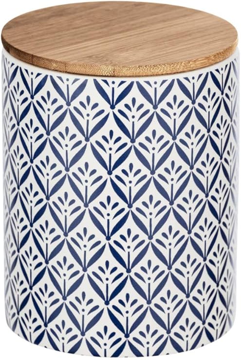 Wenko Lorca - Caja de almacenaje con tapa de bambú, azul, 0,95 litre: Amazon.es: Hogar