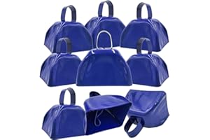 THE DREIDEL COMPANY Dreidel Company Metal Cowbell Noisemaker Cheering Bell & Chimes, New Years, School & Wedding, 3" Blue, 6-Pack