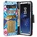 Galaxy Wireless Case Compatible for Samsung Galaxy S8 Wallet Case, Wrist Strap Flip Folio [Kickstand Feature] Pu Leather Wallet Case with ID&Credit Card Slot for Galaxy S8 Phone Case - Blue Butterfly
