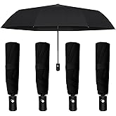 OSIMIG 5 Pcs Travel Umbrella, Small Black Compact Umbrellas Bulk, Automatic Windproof Portable Umbrellas for Rain, Men and Women