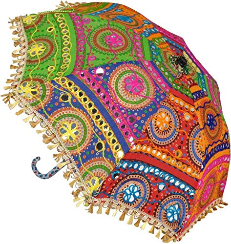 SUVASANA Rajasthani Handicraft Jaipur Embroidery Work Decorative|| Wedding Umbrella for Event|| Home Decor Party||Umbrellas