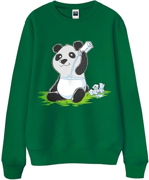 Amazon Co Jp ノーブランド品 パンダ 牛乳 グリーン Sサイズ メンズスウェット 服 ファッション小物