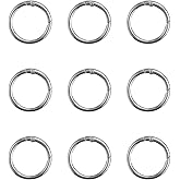 10Pack 1 Inch Small Springs O Ring, Round Carabiner Keyring, Snap Clip Trigger Springs Keyrings Buckle, Metal Spring O Rings Clip Keychain for Handbag, Lanyard Lanyard and Bag (Silver)