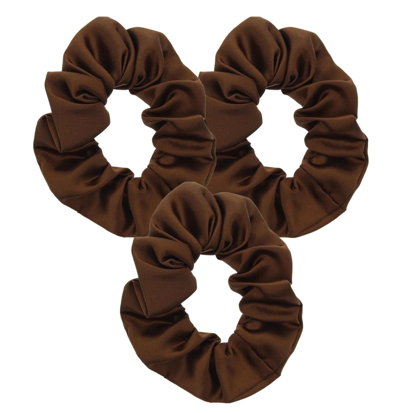 Topkids Accessories 3pc Satin Hair Scrunchies for Women & Girls, Hair Accessories for Women, Hair Bobbles, Hair Ties, Hair Elastics, Ponytail Holders, Hair Styling Accessories (Brown)