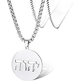 SIPURIS Tetragrammaton Hebrew Alphabet Necklaces Jehovah Name of God Pendant Jewish Christian Israel Chain Jewelry for Men Women