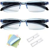 Nuaiute 2 Pcs Auto Focus Glasses, Self Adjusting Vision Glass Anti-Blue Automatic Smart Zoom Reading Presbyopia Intelligent Dual Focus As Seen On Tv With Case And Glasses Cloth For Men Women (Blue)
