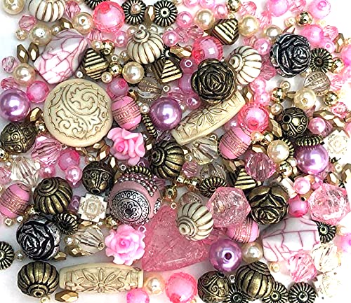 Large 80g Packs of Acrylic Jewellery Making Beads (Pink)