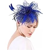 JUNBESTN Fascinators Hat Tea Party Headwear for Women Flower Mesh Feathers Headband