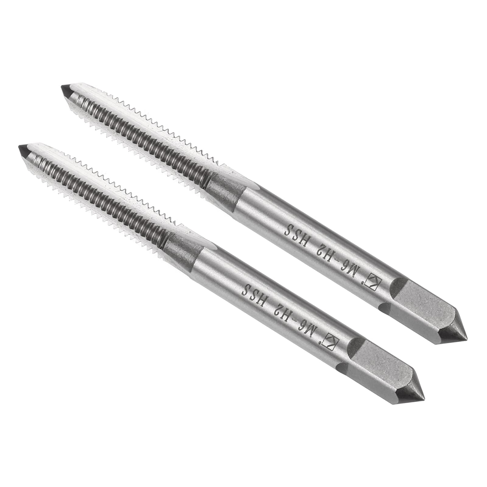 CoCud Thread Milling Taps, Metric M6 x 1 Thread H2, High Speed Steel Machine 3 Straight Flutes Screw Threading Tool - (Applications: for Tapping Drilling Machine), 2-Pieces