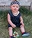 Baby Boys Girls Sleeveless Jumpsuit Infant Kids 4th July USA Flag Romper (90 (12-18M), Grey)