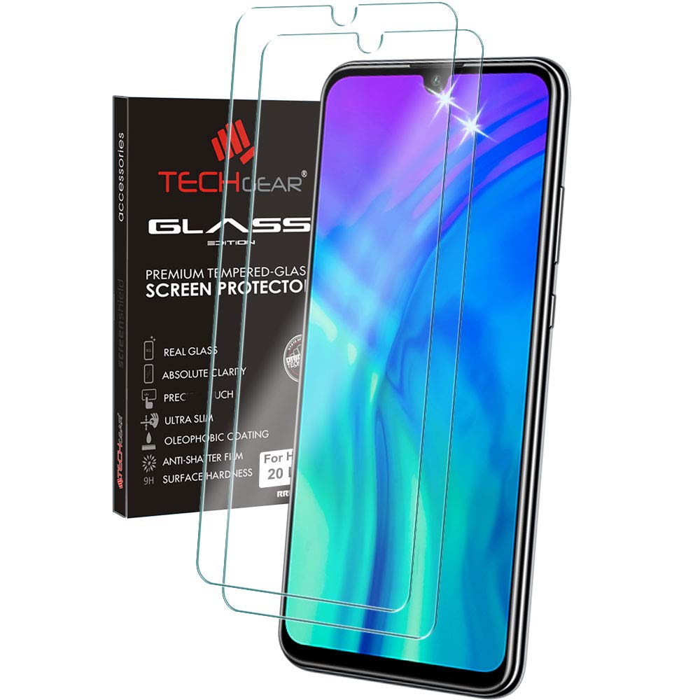 TECHGEAR [2 Pack GLASS Edition Screen Protectors for Honor 20e / 20 Lite, Genuine Tempered Glass Screen Protectors [2.5D Round Edge] [9H Hardness] [Crystal Clarity] [Scratch-Resistant] [No-Bubble]
