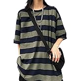Harajuku Oversized Striped Shirts Y2K Grunge Clothes Crew Neck Emo Scene Clothes Streetwear Baggy Shirt Pullover