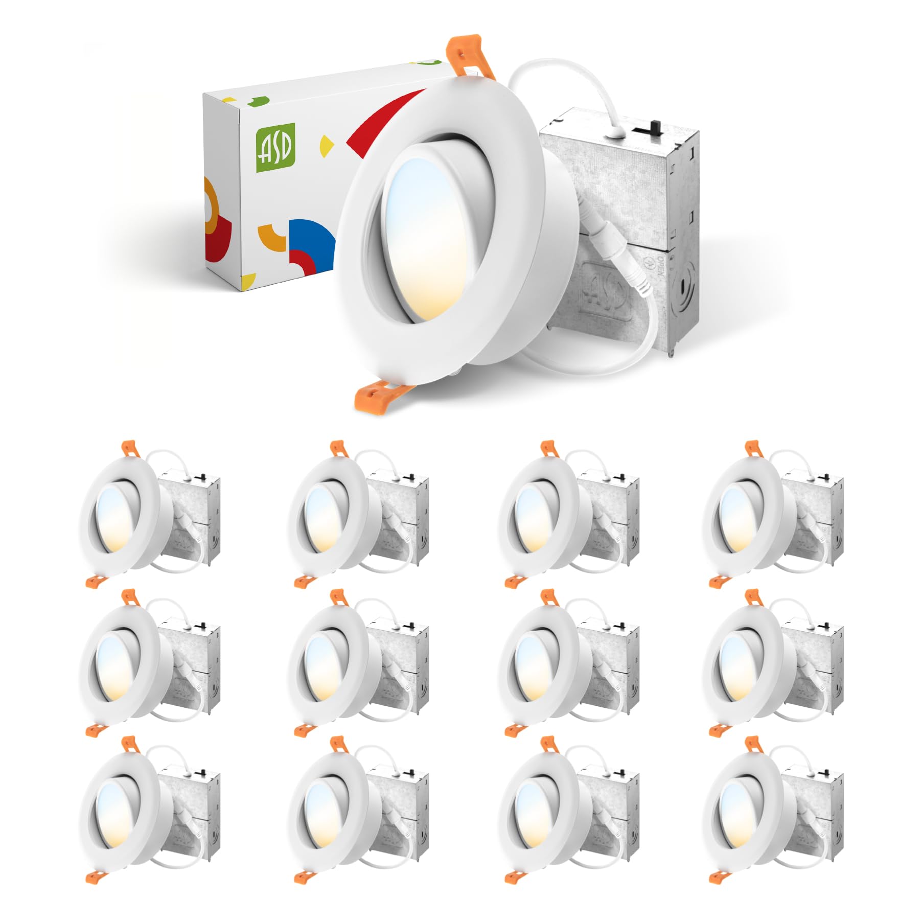 ASD 12 Pack 4 Inch Gimbal LED Recessed Lighting