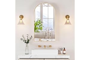 Mepplzian Arched Medicine Cabinets with Mirror, Gold Large Medicine Cabinet Wall Mounted Only,Arch Mirrored Medicine Cabinet for Bathroom,Brushed Brassiness Gold,20x36 Inch