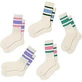 Fszsaa Fun Novelty Retro Striped Crew Socks For Women Sporty Calf Casual Cotton Tube Socks Women
