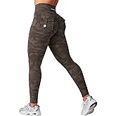 YEOREO CoreFlex Leggings with Pockets for Women Charm Scrunch Workout Leggings V Cross Waist Butt Lifting Gym Yoga Pants