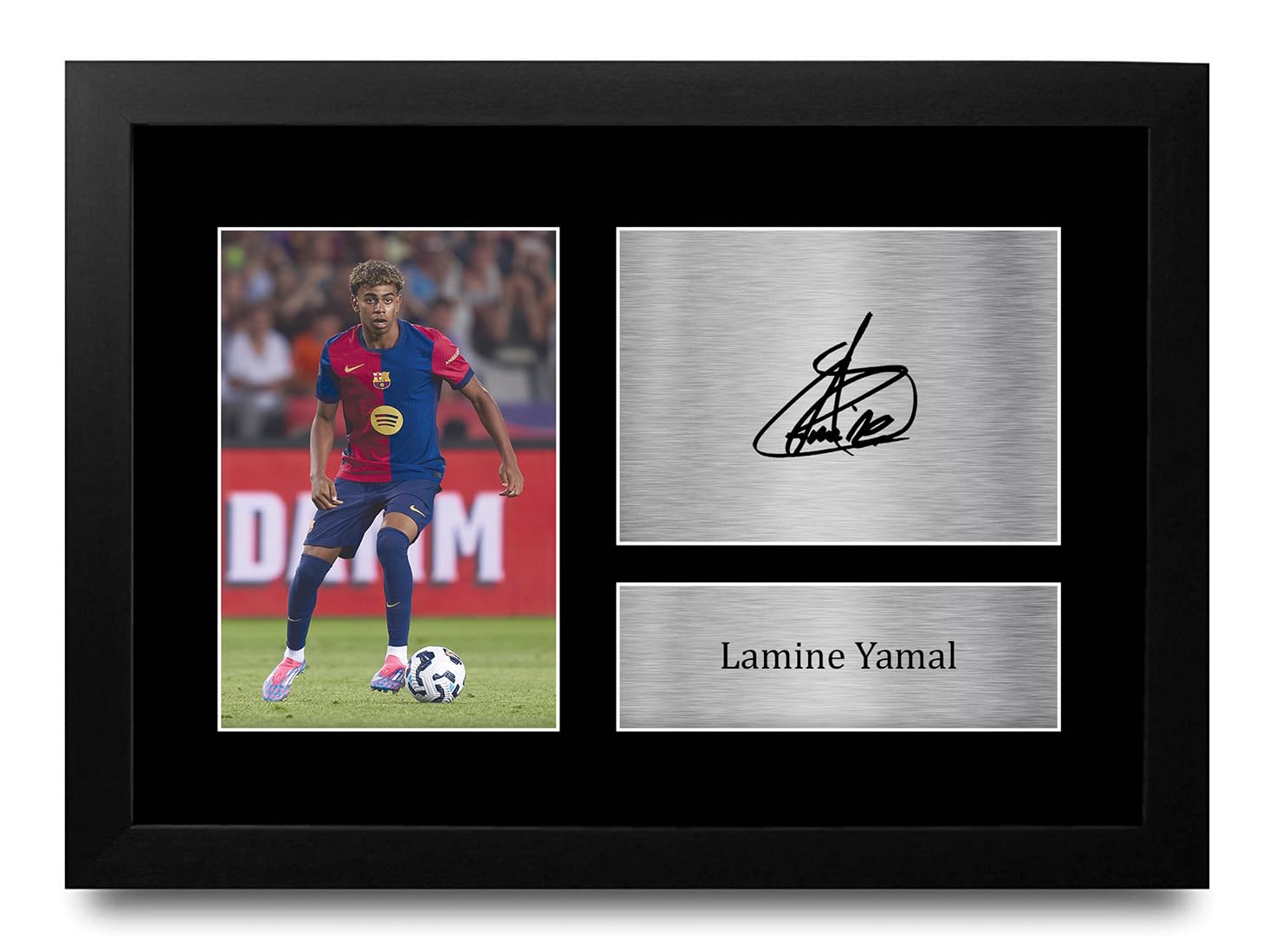 HWC Trading Lamine Yamal Barcelona Gifts Printed Signed Autograph Picture for Football Fans and Supporters - A4 Framed