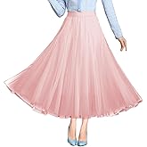 Women's Tulle Skirts A-Line Layered Mesh Midi Skirt High-Waisted Flowy Layered Tutu Skirts Bridesmaid Wedding Skirt