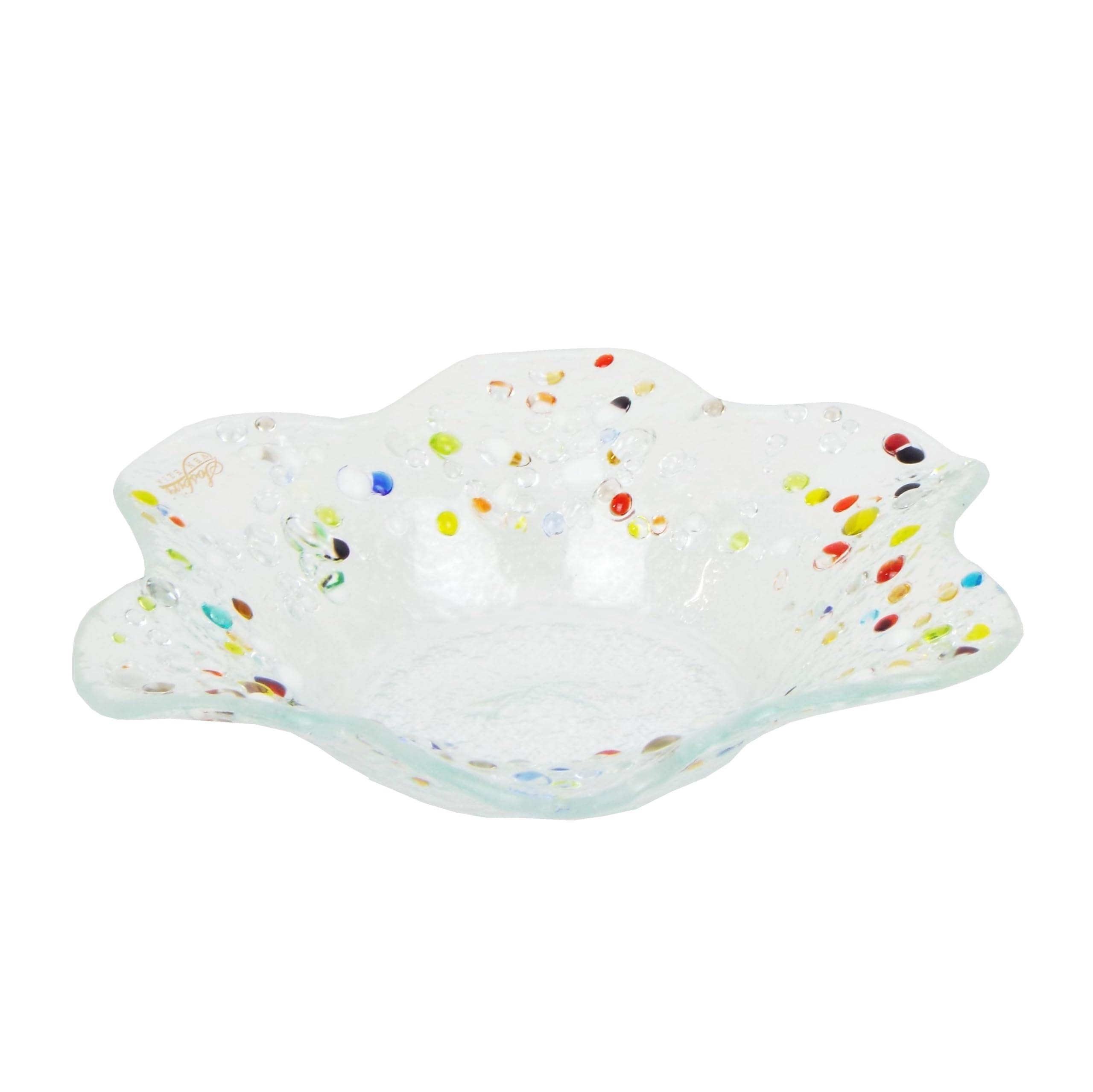 Sospiri Venezia - Medium Murano Glass Flower Bowl Decorated by Hand. Home Ornament - Gift Idea for Ceremony Favor with Elegant Box (7.5x7.5 inc. Round)