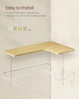 VASAGLE Floating Shelves Set of 2 L-Shaped Corner Shelves Natural Oak White view 6