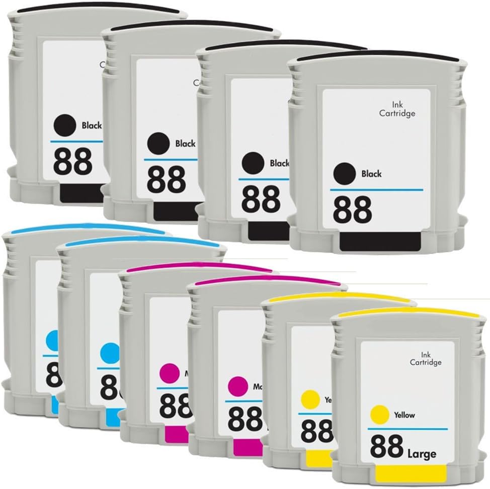 INKTONER 10 pack 88XL #88 Ink Cartridge Combo Set C9396A For HP OfficeJet Pro K5400 K550 K8600