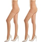 Yilanmy Women's Control Top Pantyhose Sheer Tights 30D High Waist Tummy Control Pantyhose 2 Pairs