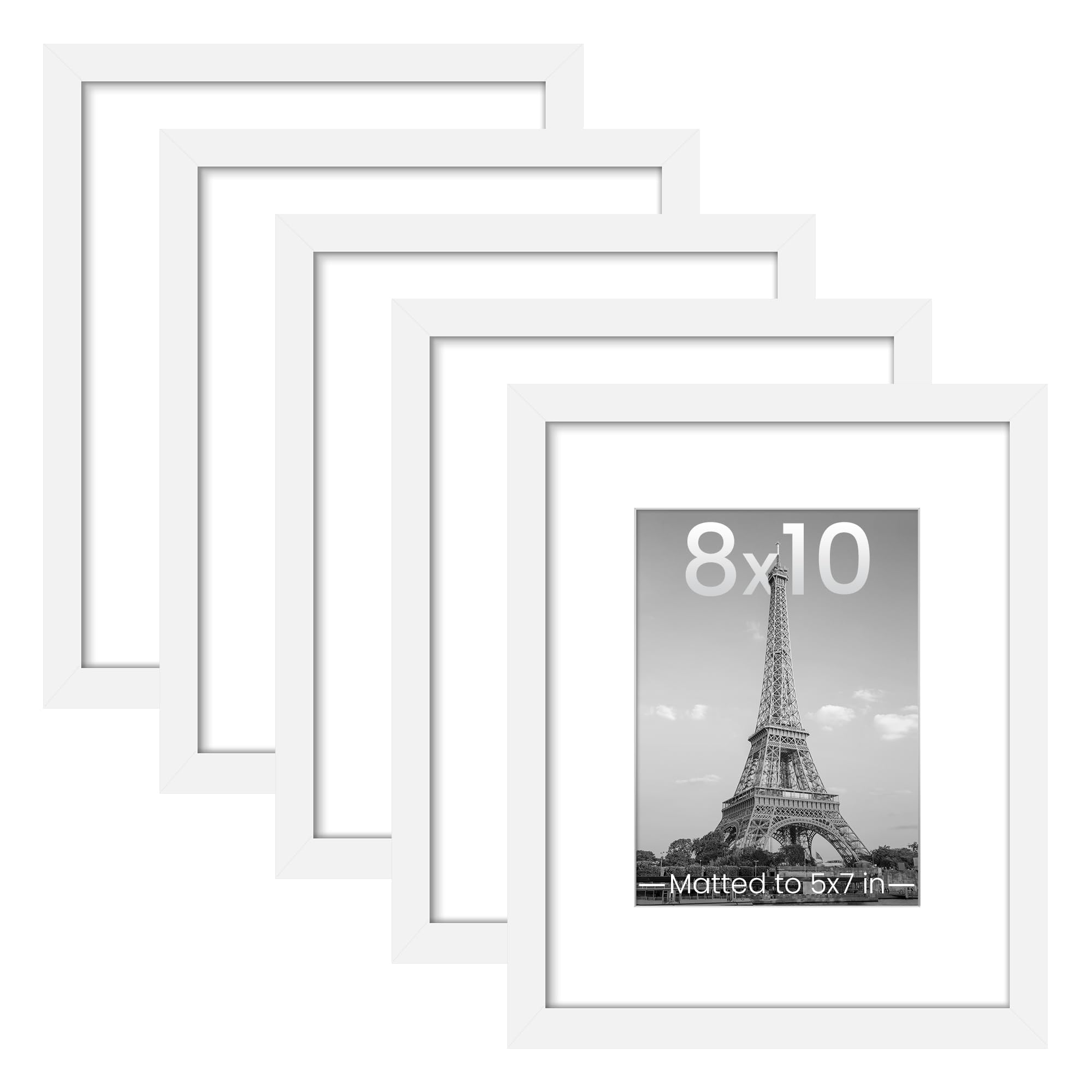 upsimples 8x10 Picture Frames, Gallery Wall Frames Set of 5, White